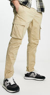 Only & sons slim tapered fit cargo trouser in beige